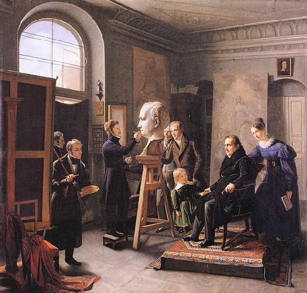 Carl Christian Vogel von Vogelstein Ludwig Tieck sitting to the Portrait Sculptor David d'Angers Sweden oil painting art